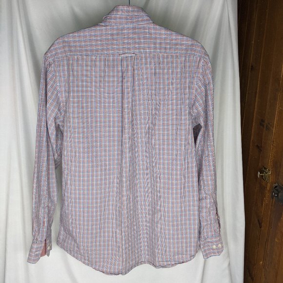 IZOD Red White Blue Plaid Long Sleeve Button Up - Picture 5 of 5